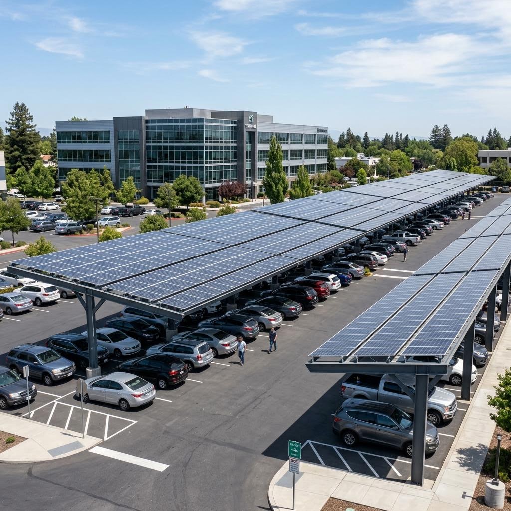 Solar carport for commercial parking