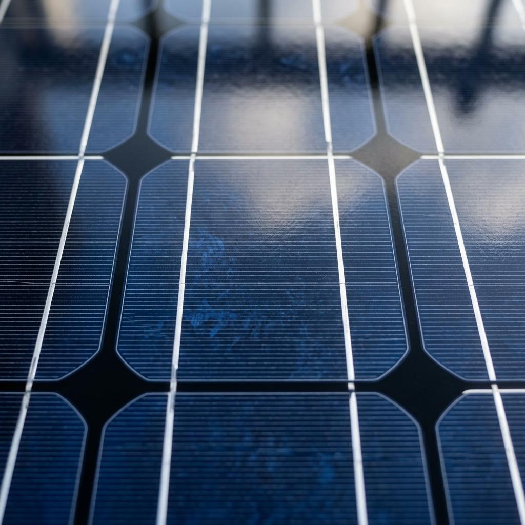 Close up of monocrystalline solar panels